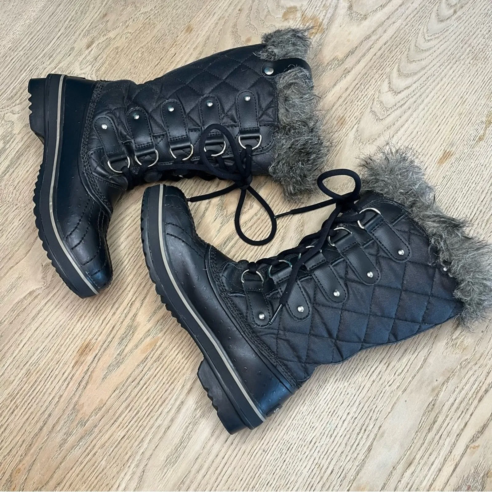 Sorel Tofino II Black Waterproof Quilted Lace Up Snow Boots Womens Size 6.5 - Image 7