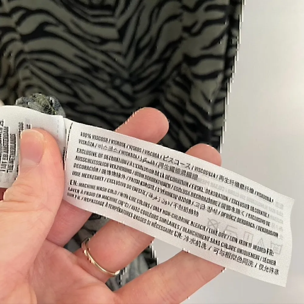 HOLLISTER Olive Green Black Zebra Animal Print Square Neck Mini Fit Flare Dress - Image 7