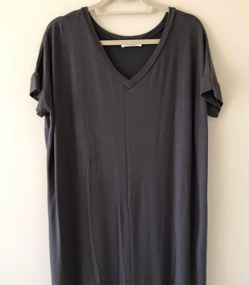 Three Birds Nest The Perfect Pocket Tee Maxi Dress in Charcoal NWOT Gray Size L - Image 8