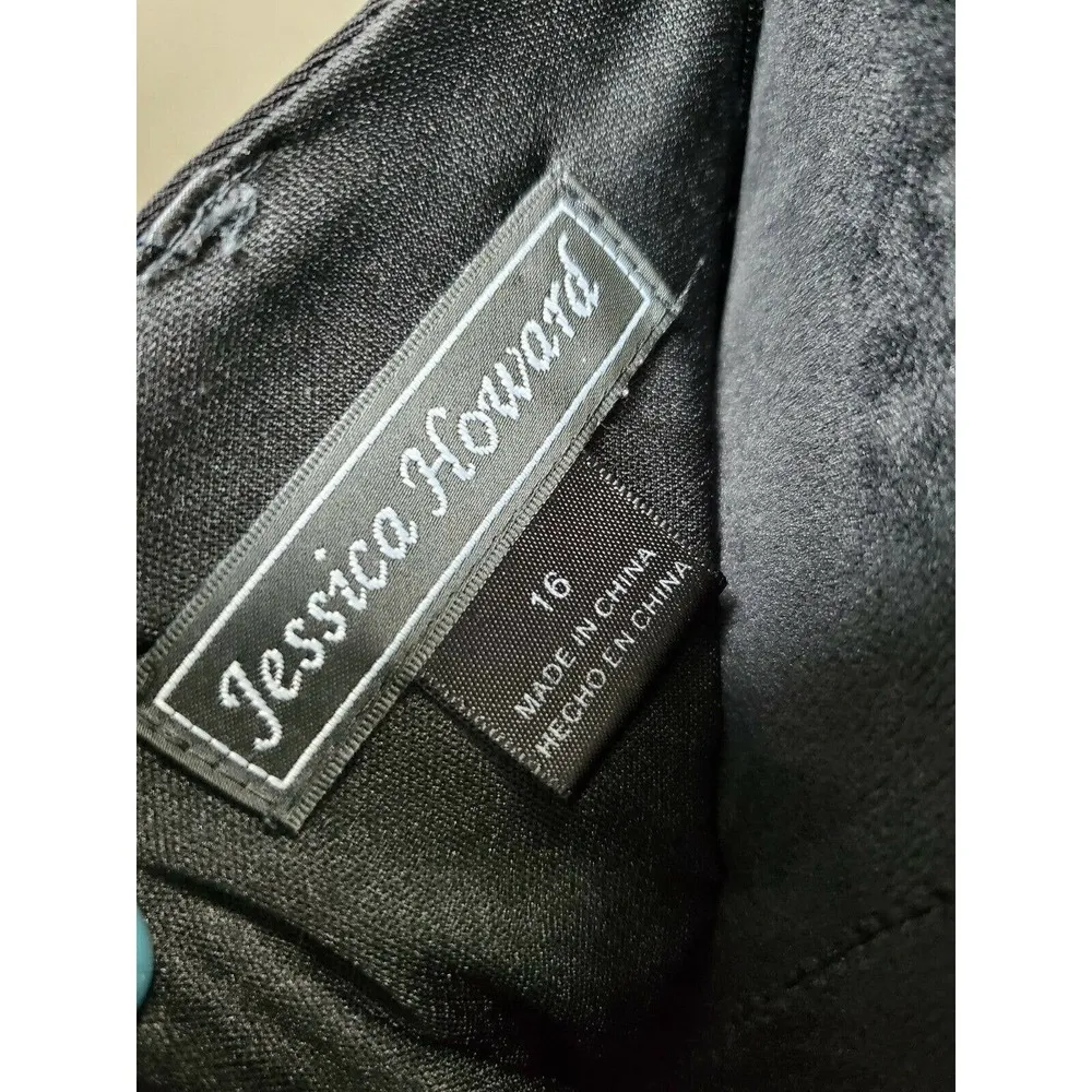 Jessica Howard Womens Black Polyester One Shoulder Off Knee Length Dress Size 16 - Image 8