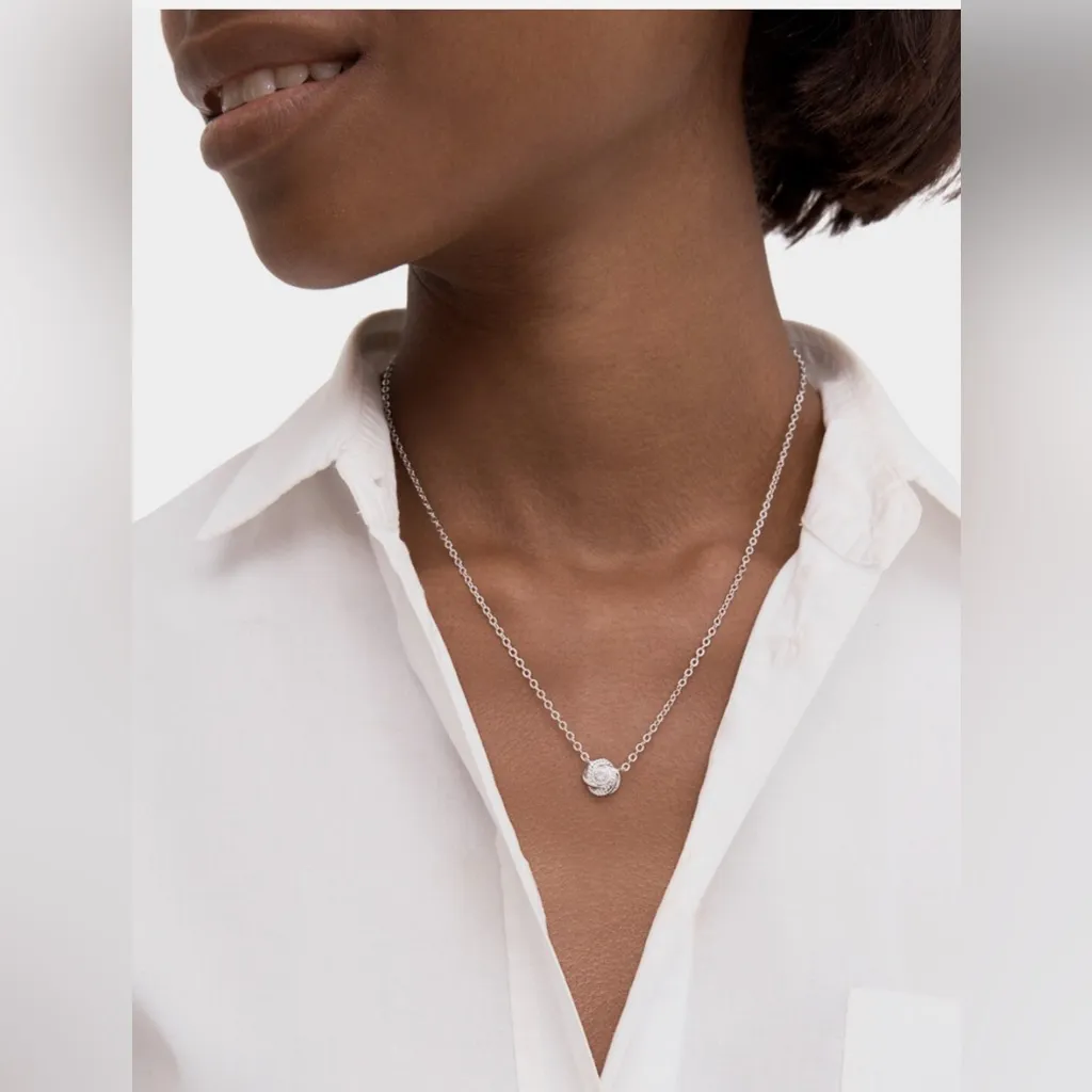 KATE SPADE Infinity & Beyond Knot Mini Necklace Clear/Silver - Image 2