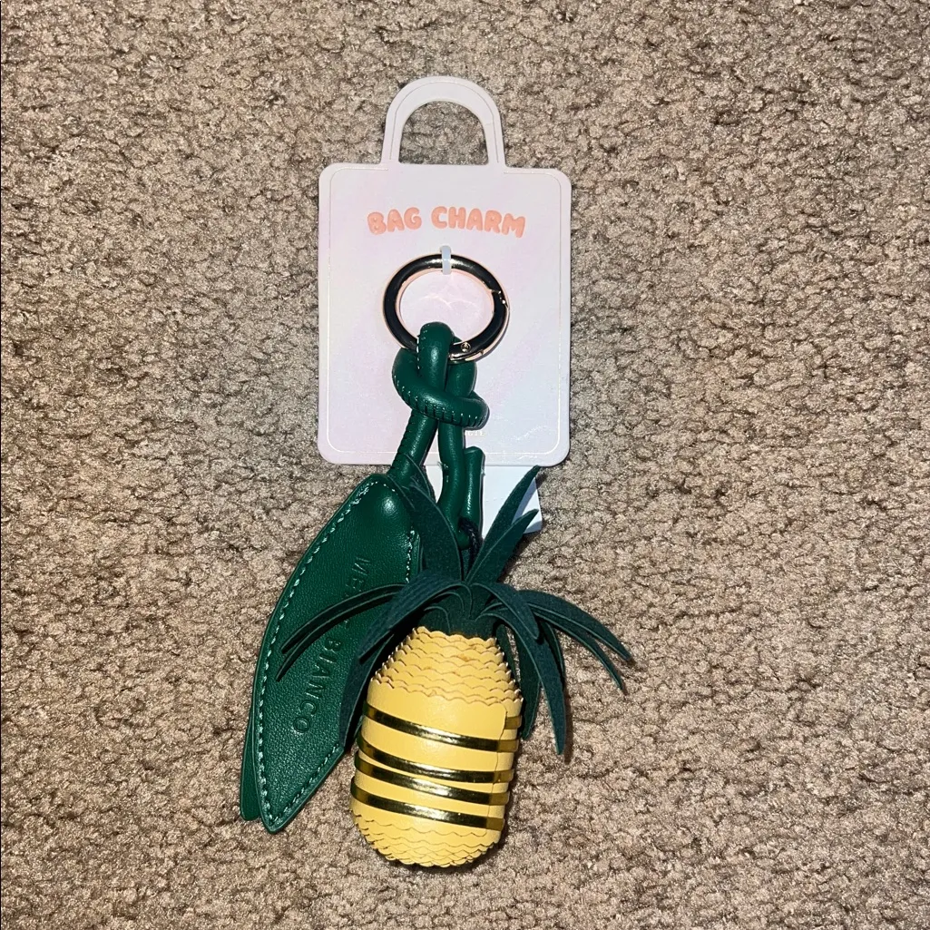 Anthropologie Melie Bianco Pineapple Fruit Bag Charm Key Holder Keychain - Image 4