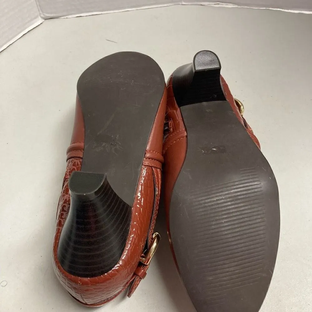 AJ Valenci Women's Brown Leather Chunky Heel Slip - Image 7