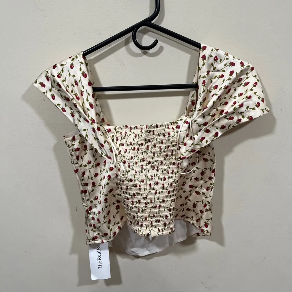 NWT  reformation lux 100% silk top in Madison size o floral - Image 7
