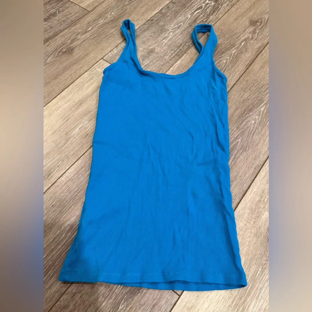 Women’s Blue Teal Ribbed Cami Tank - Image 3