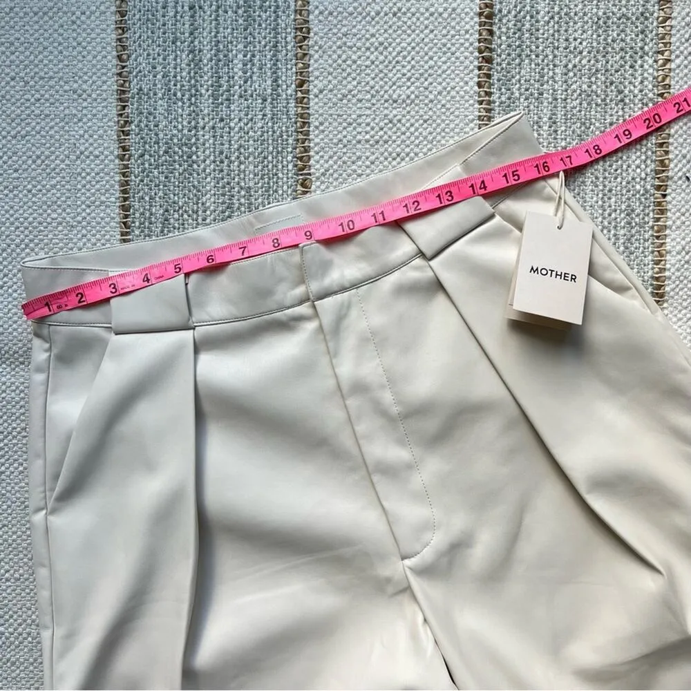 Mother High Waisted Egret Tunnel Vision Pleated Prep Faux Leather Pants Size 32 - Image 6