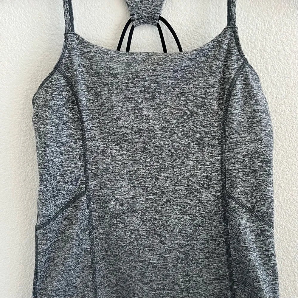 Zella Strappy Active Workout Tank Heathered Gray Shelf Bra Small - Image 4