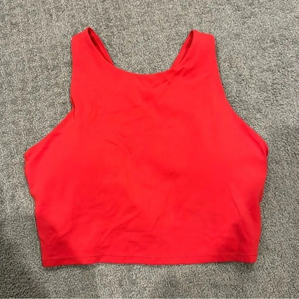 Tight Fit Butterluxe Racerback Tank Top w/ Built-In Bra in Deep Red - Image 4