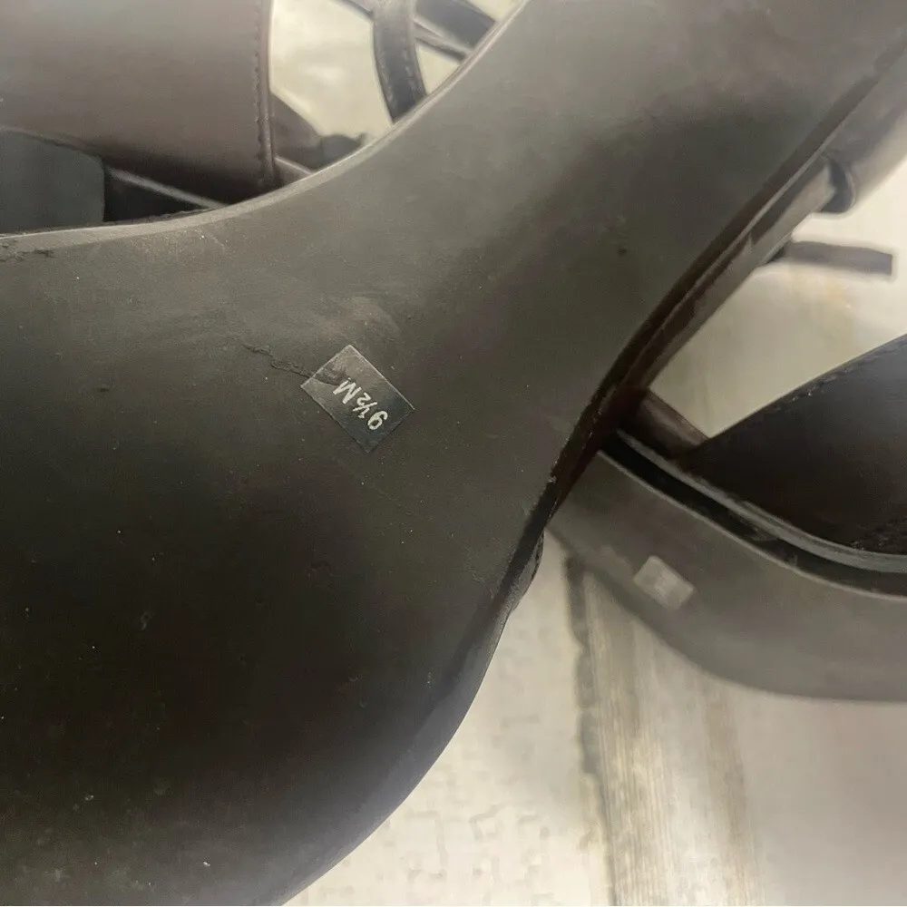 Franco Sarto Leather Square Toe Adjustable Ankle Strap Heels Dark Brown size 9.5 - Image 8