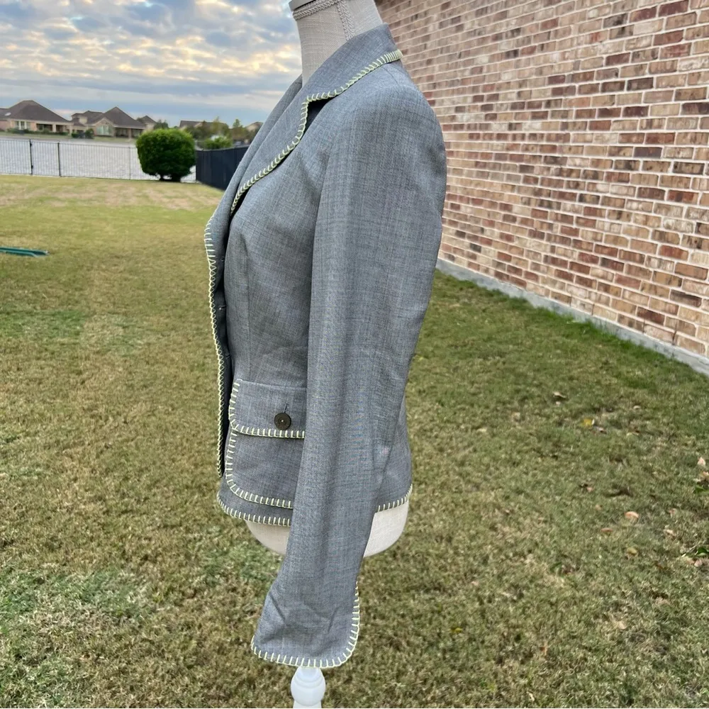Escada Grey And Yellow Long Sleeve Blazer Jacket Size undefined - Image 7