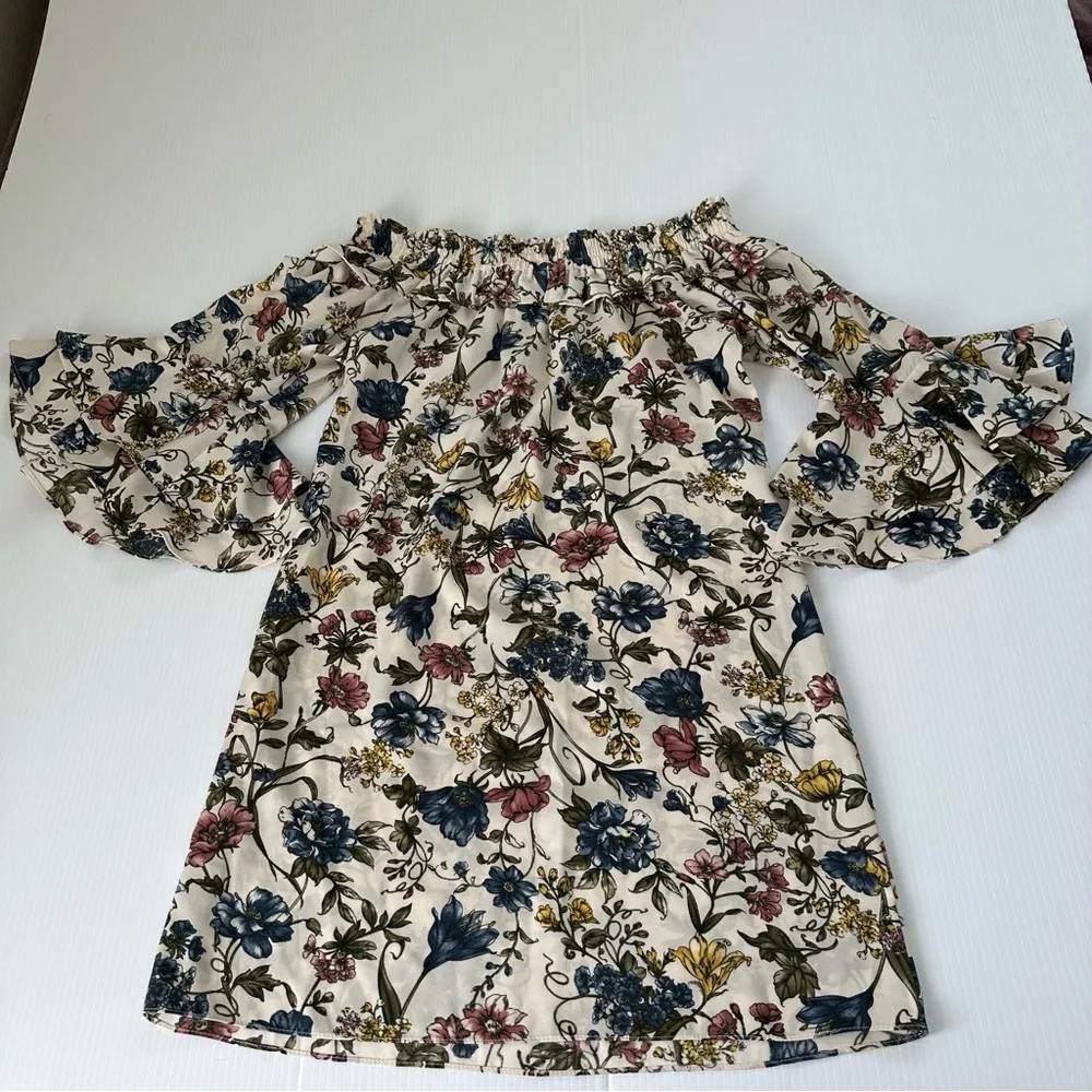 MISA Los Angeles Amal Off Shoulder Floral Mini Dress, L - Image 4