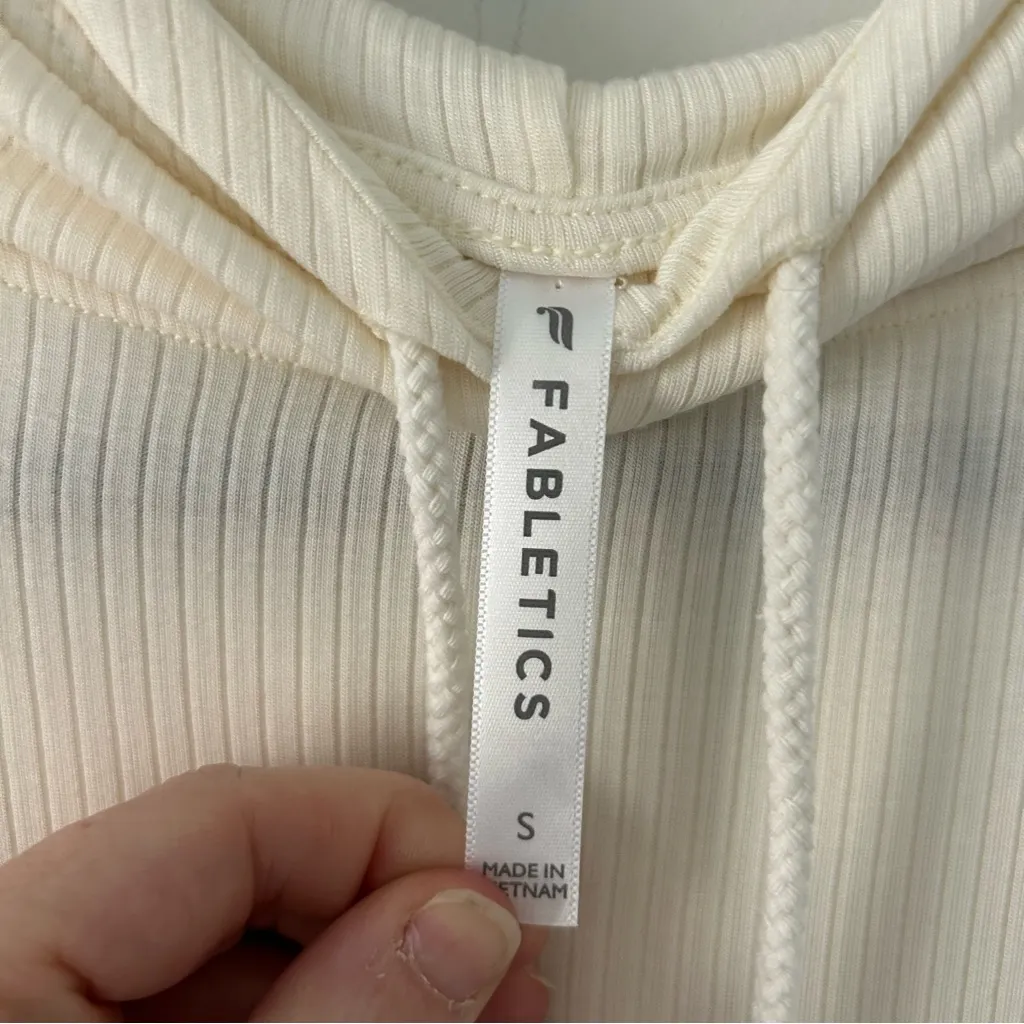 Fabletics Cream Hooded Oversized Ribbed Light Weight Oversized Pullover S - Image 7