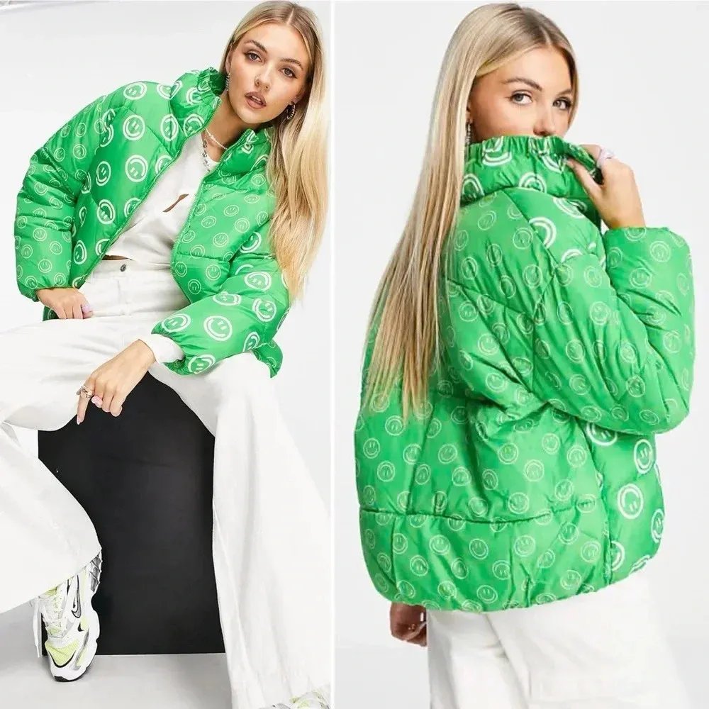 Native Youth Smile Print Jacket Size Large Green Sold Out - Image 4