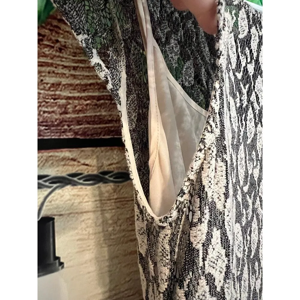 Antonio Melani Peplum Lace Sleeveless Sheath Midi Dress Cap Sleeves Lined Size 8 - Image 3