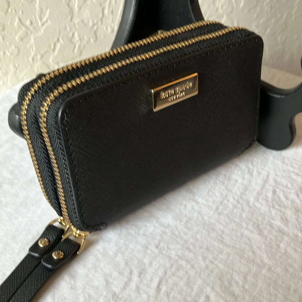 Kate Spade: Mini Black Leather Wallet- Gold Tone - Image 13