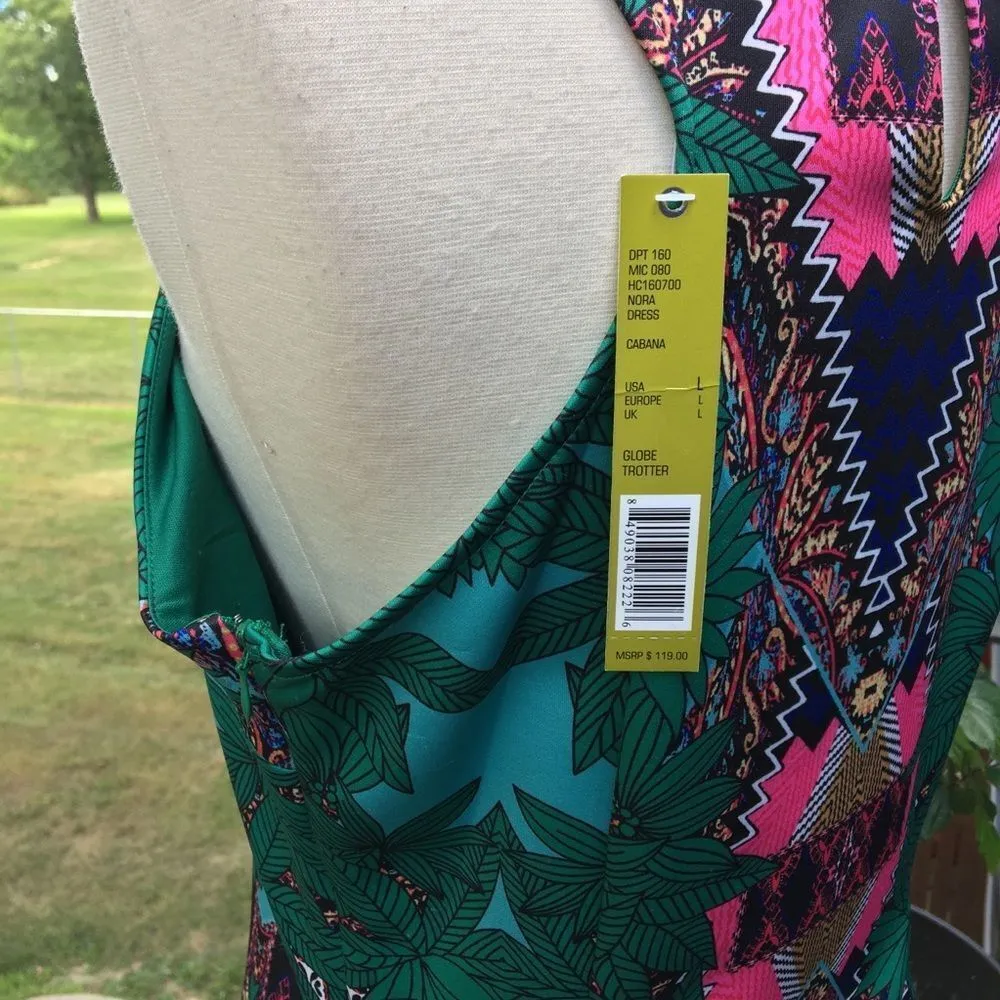 Gianni Bini Multicolor Green Pink Tropical Print Nora Dress - Image 6