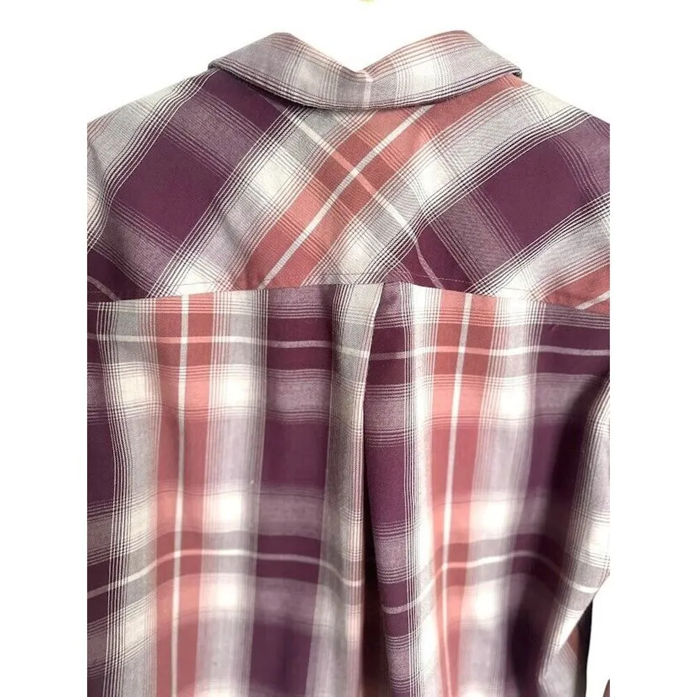Alaskan Hardgear Duluth Shirt Womens Medium Plaid Long Sleeve Button Wool Blend Purple - Image 3
