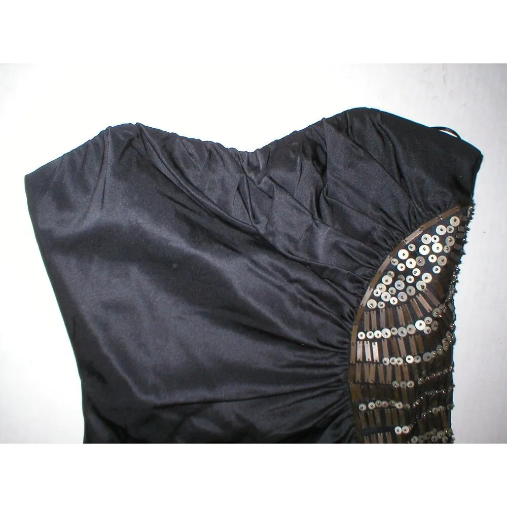 New Womens Designer Ali Ro Black Dress 8 Strapless NWT Sequin Rouched Party - Image 7