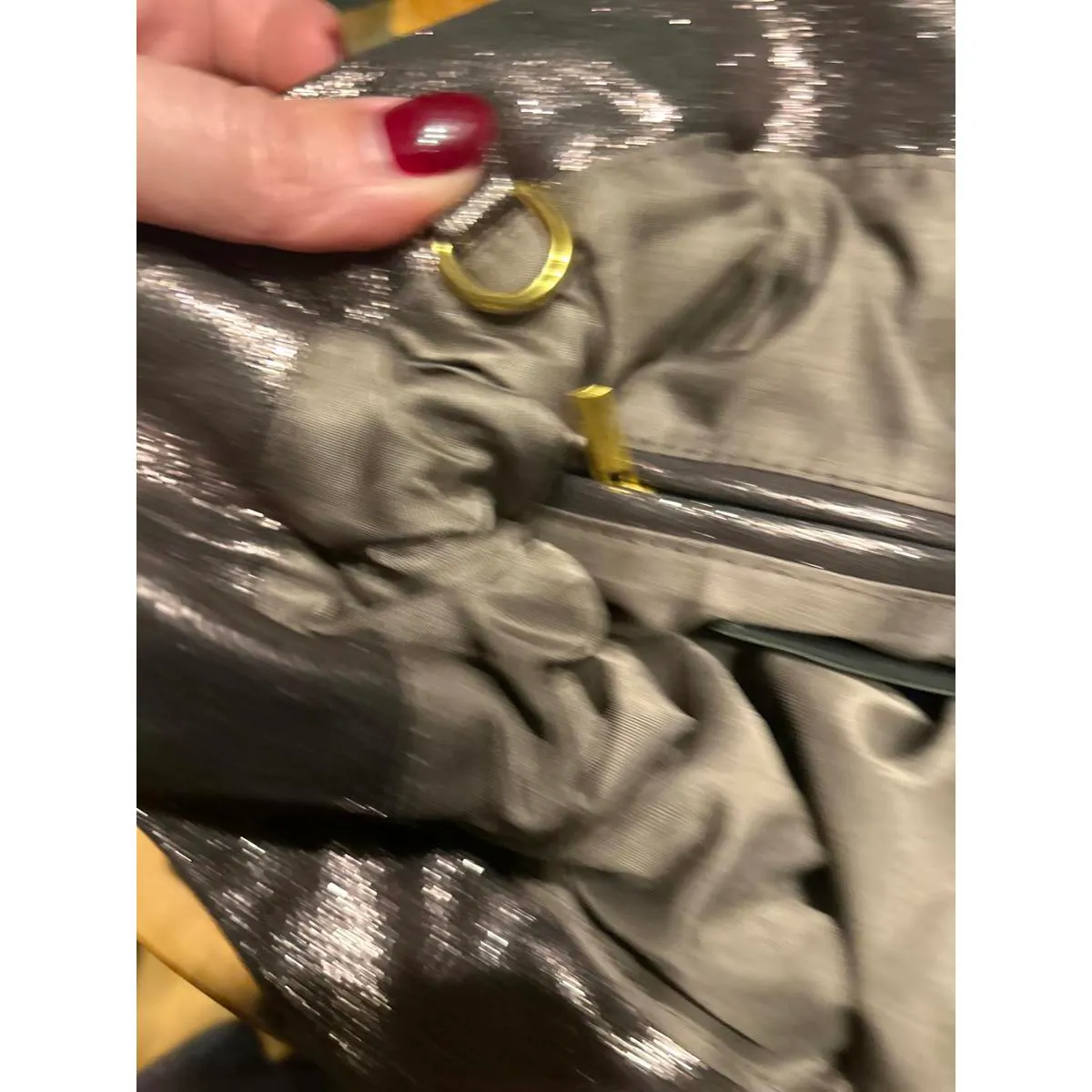 Anthropologie Brown shiny Clutch Bag,  Hinge closure - Image 5