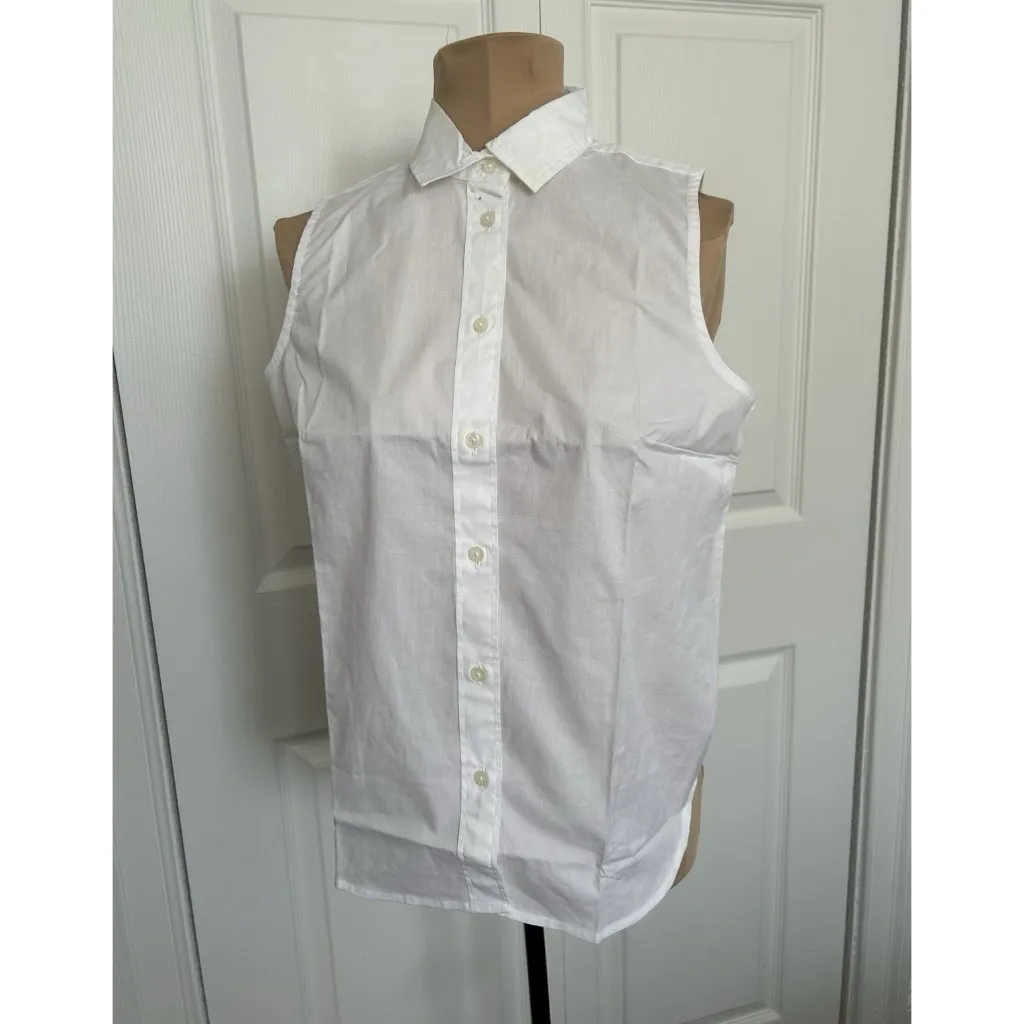 J.Crew $80 Sleeveless Cotton Poplin Blouse in Perfect Fit White Size Petite S - Image 5
