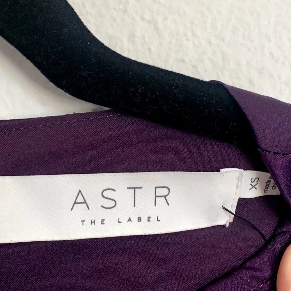 NWT ASTR Satin Puff Shoulder Mini Dress in Purple Bamboo Floral Print - Image 8