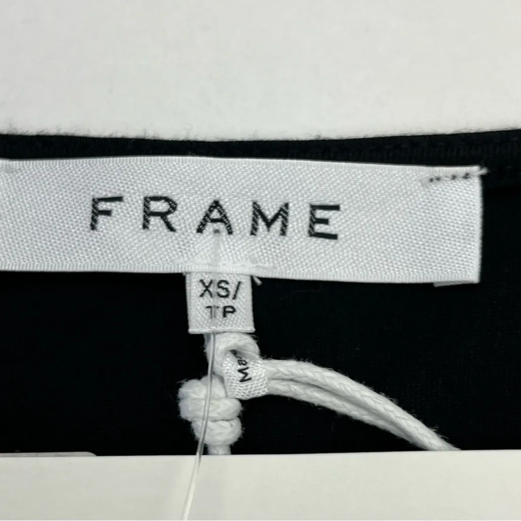 Frame‎ Womens SZ XS Black Shirred Flounce Top Short Sleeve Style# LTWS1761 NEW - Image 5