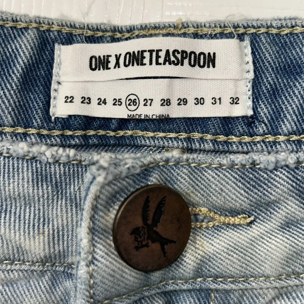 One Teaspoon Distressed Blue Denim Skirt(Size 26) - Image 8