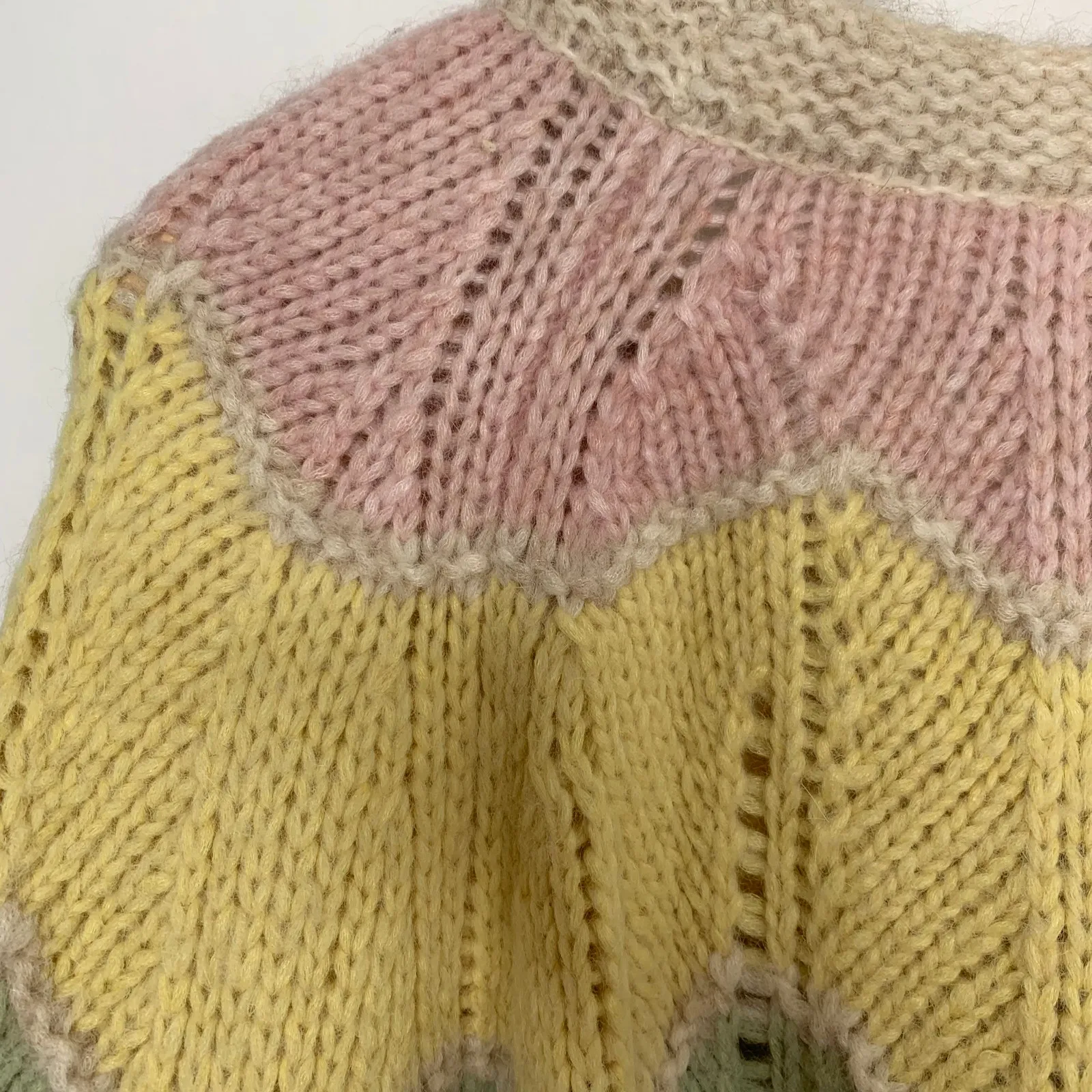 Loveshackfancy Deena Alpaca Wool Rainbow Pastel Zig Zag Cardigan Womens Small - Image 14