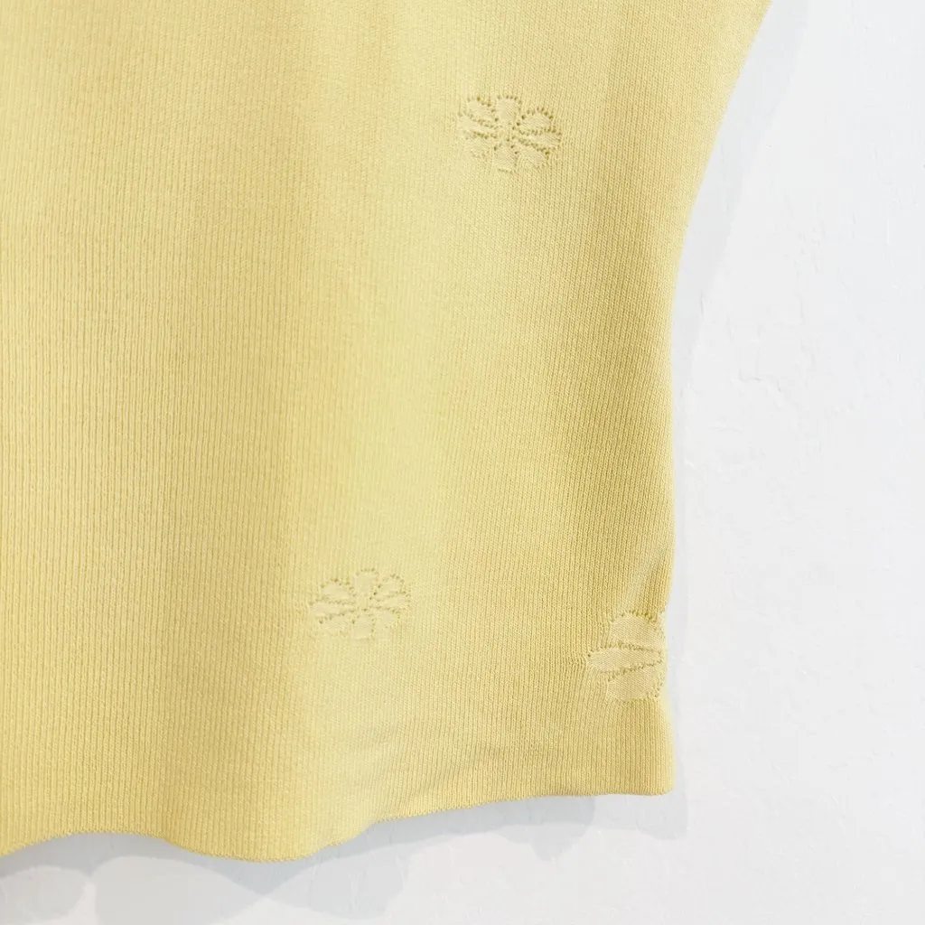 Peppermayo Holly Floral Daisy Sleeveless Knit Top in Yellow Size Small Medium - Image 5