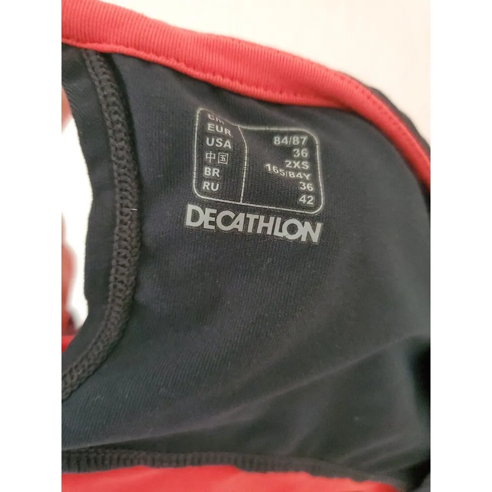 Kalenji Decathalon Women's Running Athletic Red Gray Top Tank Short Sleeve SZ XS - Image 8