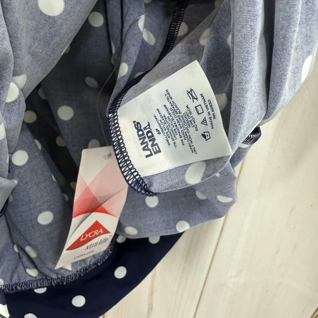 Lands End Women’s 6P Navy Polka Dot Swim Tankini Top New - Image 3
