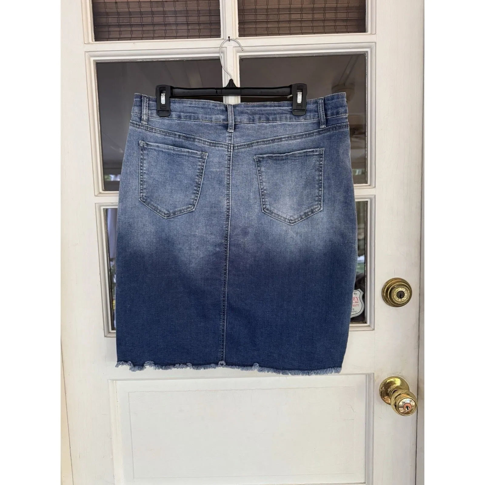 Denim Skirt 16 Women's Raw  Hem Pockets New Blue signature studio cotton blend - Image 9
