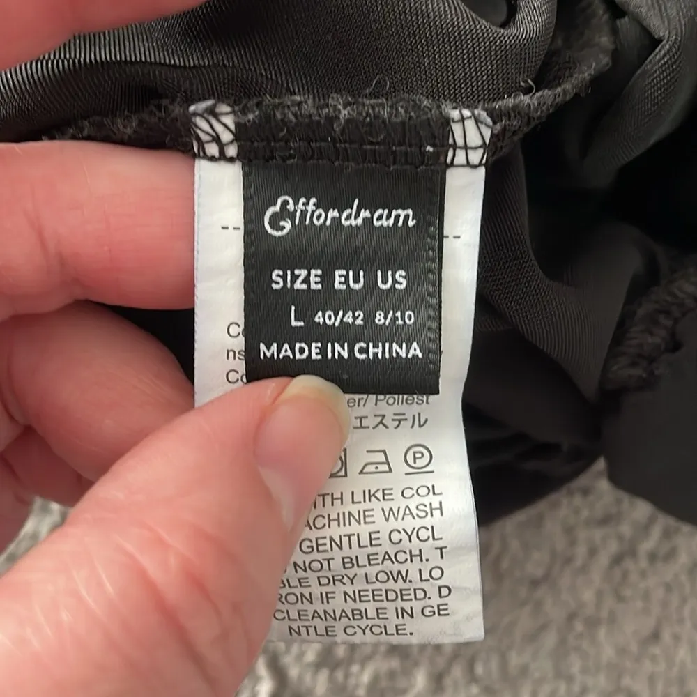 Effordram Black Spaghetti Strap Sexy Black Asymmetrical Silky Lace Dress | Large - Image 8