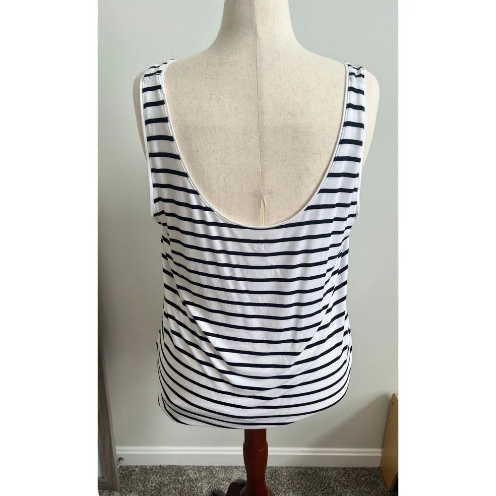 Daily Ritual Casual Striped Loose Fit Sleeveless Tank Top XXL White - Image 3
