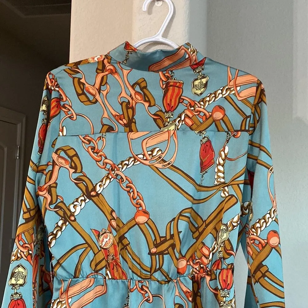 AX PARIS Shirt dress retro side slit has loops for a belt lightweight chic - Image 9