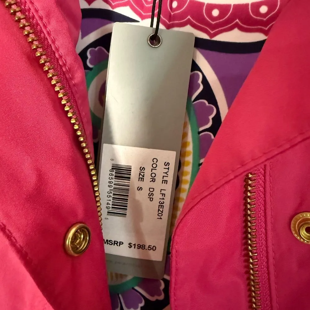 Peter Millar Ella Waterproof Rain Jacket Pink Paisley Lining Deep Pink NWT Small - Image 9