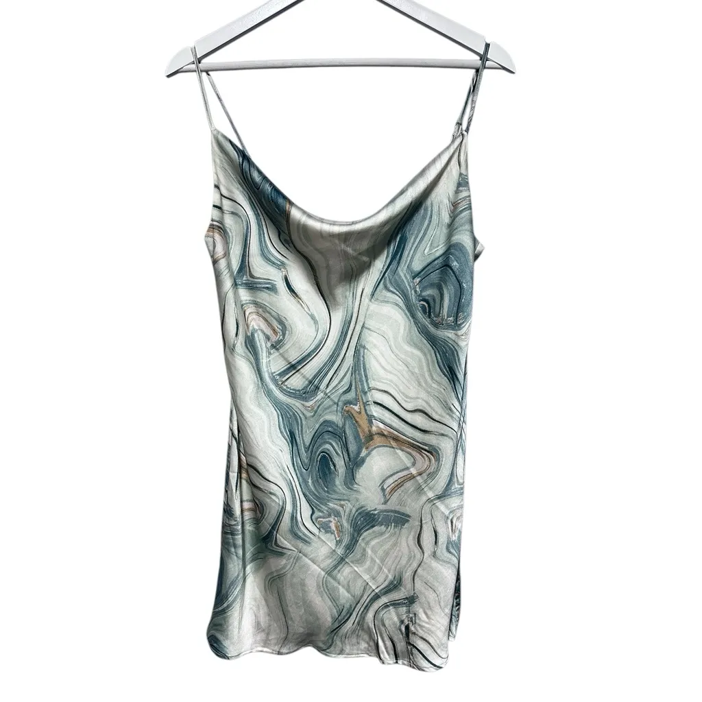 Marble Print Bias Cut Ultra Mini Slip Dress Medium y2K Slip Dress - Image 3