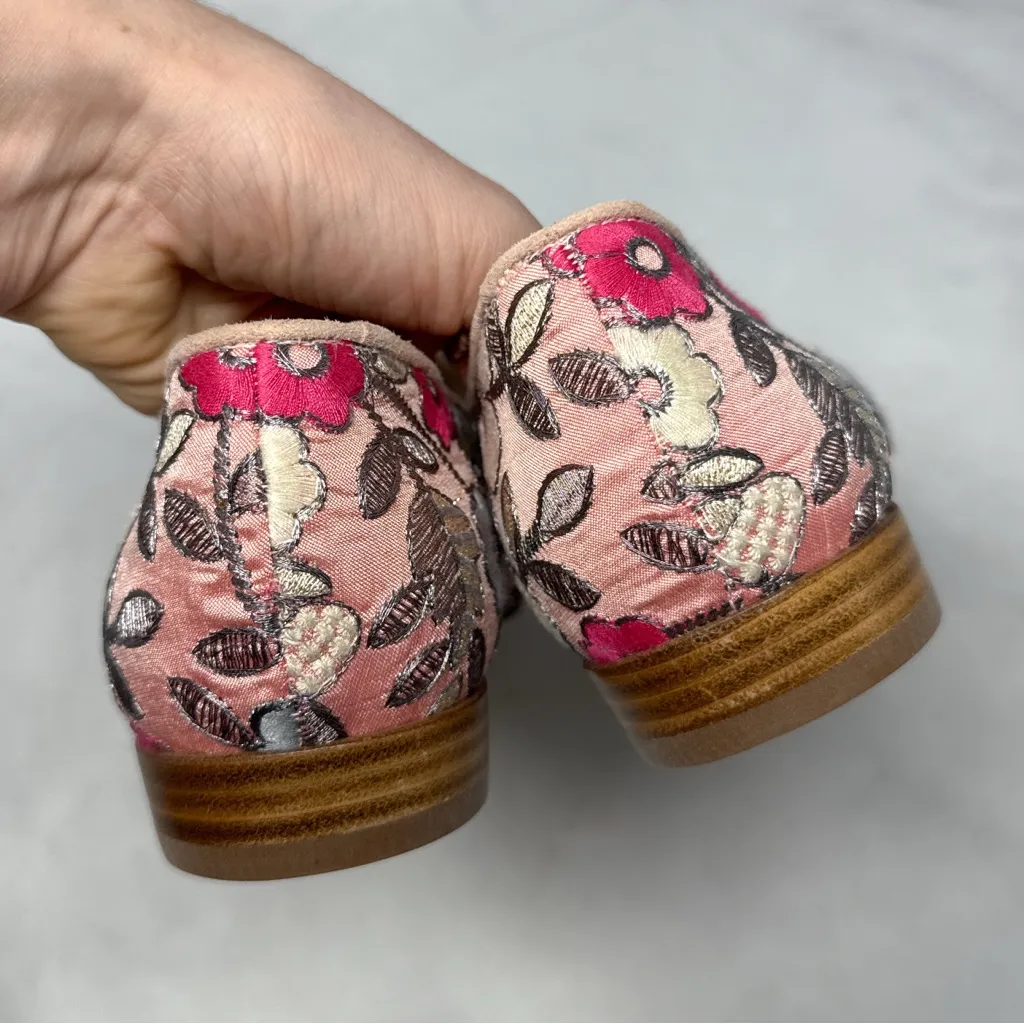 Stuart Weitzman Pipearky Floral Rose Blossom Embroidery Smoking Loafer Flat Pink - Image 6