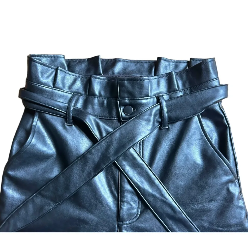 Abercrombie & Fitch | High Rise Faux Black Leather PaperBag Pants - Image 6