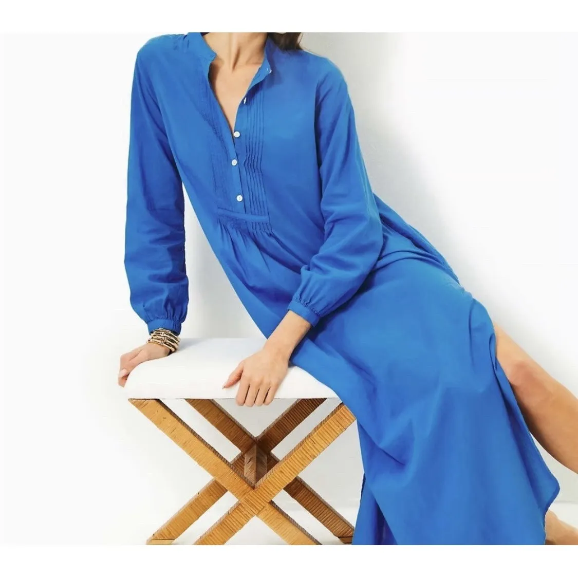 NWT Lilly Pulitzer Vassa Maxi Coverup Morelle Blue - Medium - Image 2