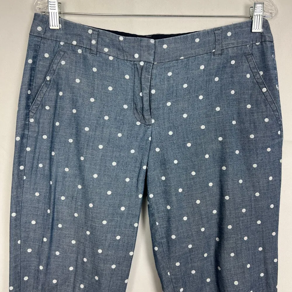 J. Crew Pants Womens 8 Polka Dot Ankle 100% Cotton Beachy Coastal Casual Preppy - Image 3