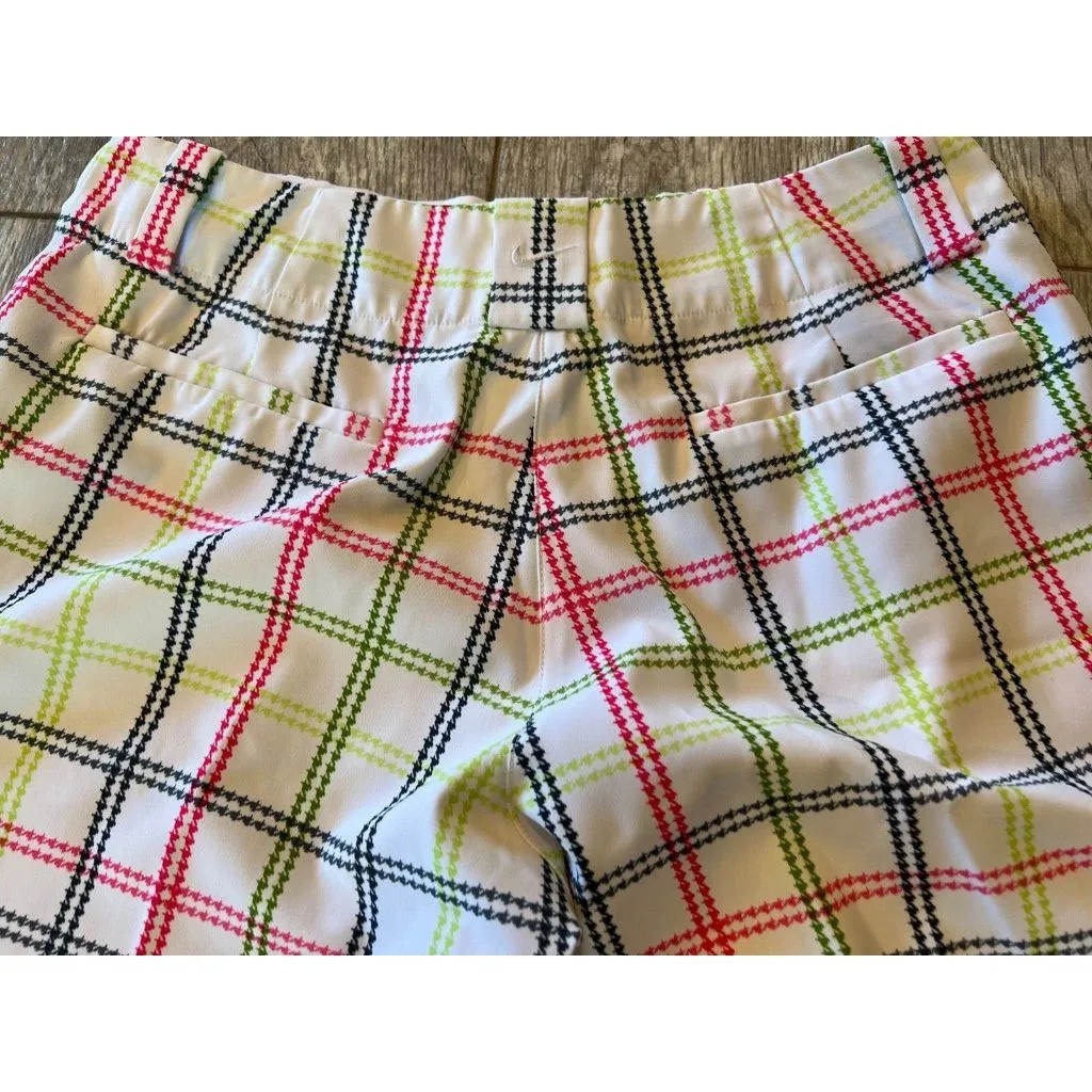 Nike Golf‎ Shorts size 6 Fit Dry Bermuda Short Plaid Pickleball Rainbow Pockets - Image 3
