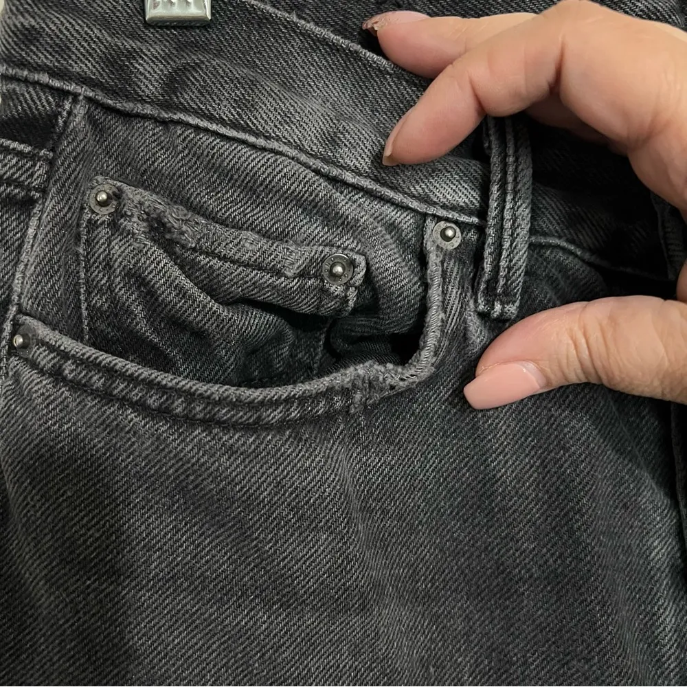 GRLFRND Karolina Hot Stuff Black Button Fly‎ High Rise Straight Crop Denim Jeans - Image 14