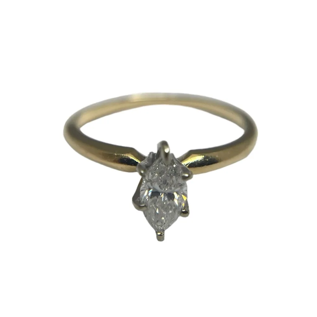 Vintage: .5 CT Marquise Diamond Solitaire Engagement Ring 𖦹 14K Gold Band 𖦹 5 - Image 8
