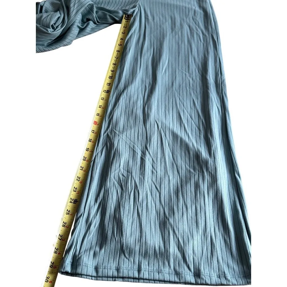 Lulus XS Green Ribbed Wide-Leg Lounge Pants Stretchy Elastic Waist Textured NWT - Image 10