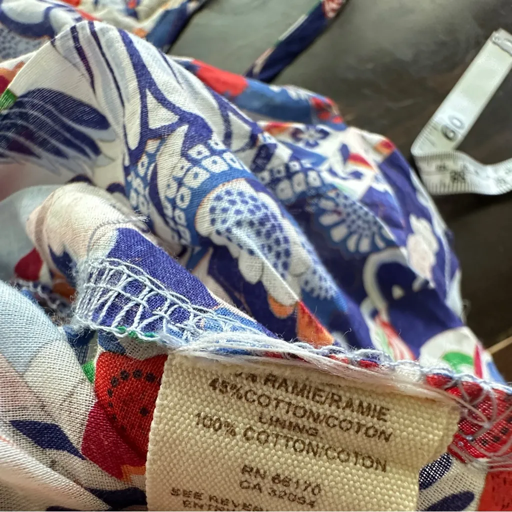 Free People Colorful Floral Cotton Trapeze Boho Tank Dress Lace Overlay Ruffle L - Image 10