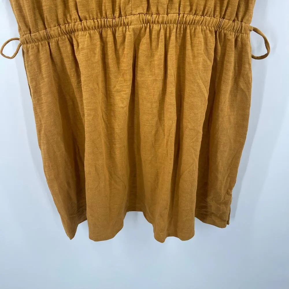 OLD NAVY Dress Large NWT Short Sleeve Knit Cinch Waist Miner's Gold Casual - Image 11