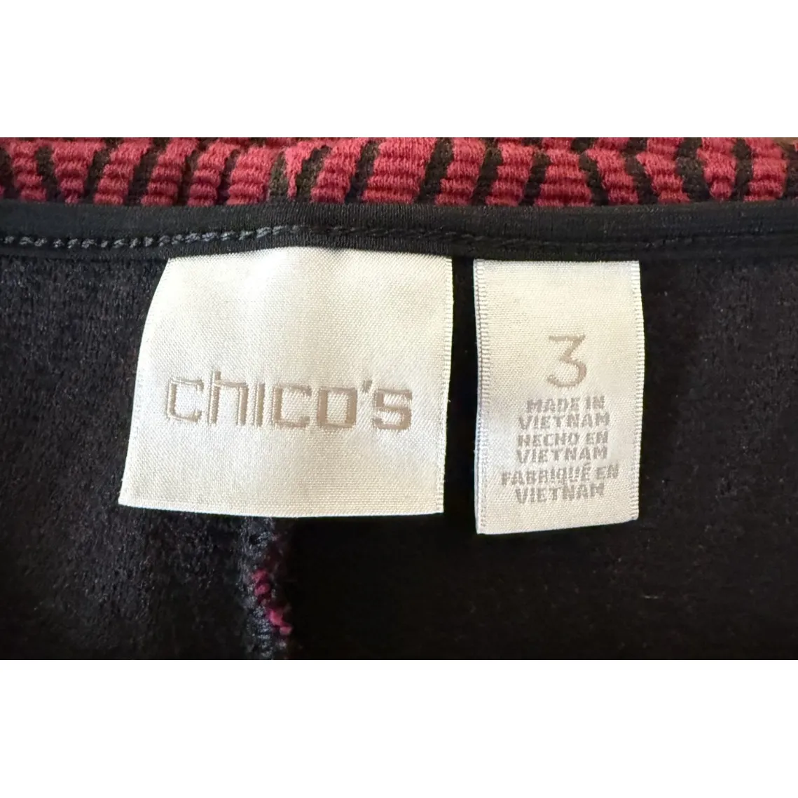 Chicos 3 US XL Burgundy Striped Knit Sweater‎ Preppy Career Going Out Travel - Image 3