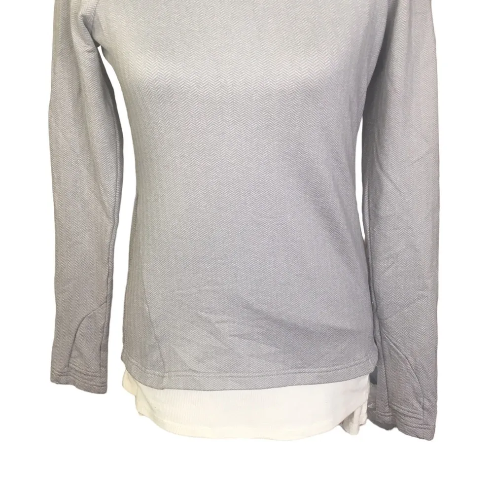 Mondetta performance hoodie pullover gray herringbone reflective thumb holes Sm - Image 5