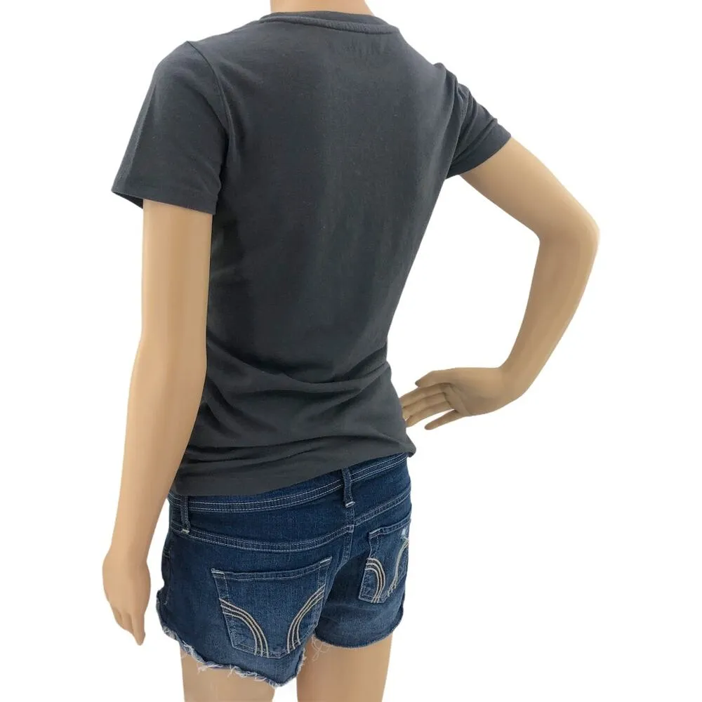 Aeropostale MEDIUM Gray Velvet Cursive Spellout Short Sleeve Tee Shirt  T-SHIRT - Image 4